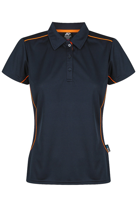 KURANDA LADY POLOS - NAVY/FLURO ORANGE