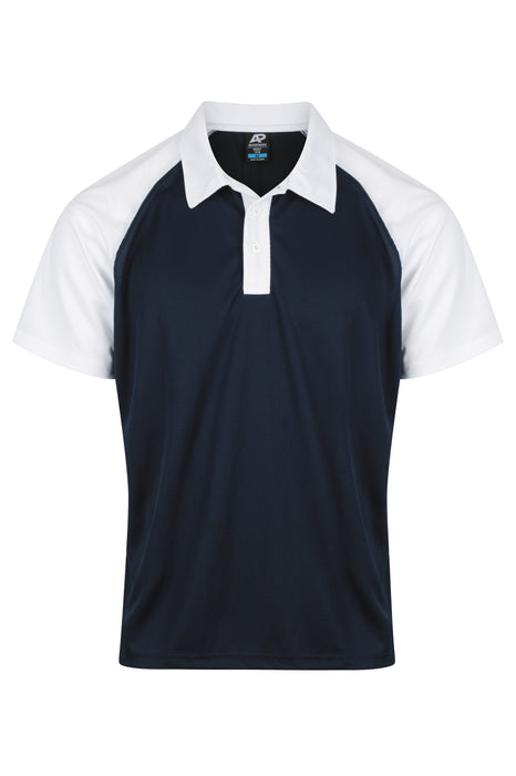 MANLY MENS POLOS - NAVY/WHITE