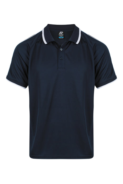 DOUBLE BAY MENS POLOS - NAVY/WHITE