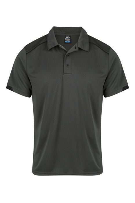 CURRUMBIN MENS POLOS - SLATE/BLACK