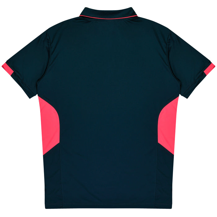 TASMAN MENS POLOS - NAVY/NEON PINK