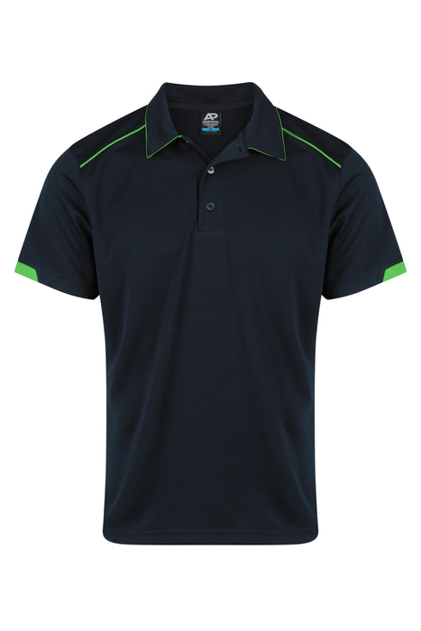 CURRUMBIN MENS POLOS - NAVY/KAWA GREEN