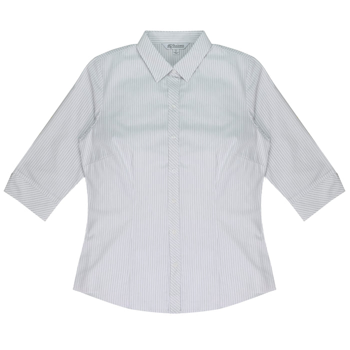 BAYVIEW LADY SHIRT 3/4 SLEEVE - WHITE/SILVER