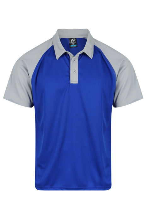 MANLY MENS POLOS - ROYAL/SILVER