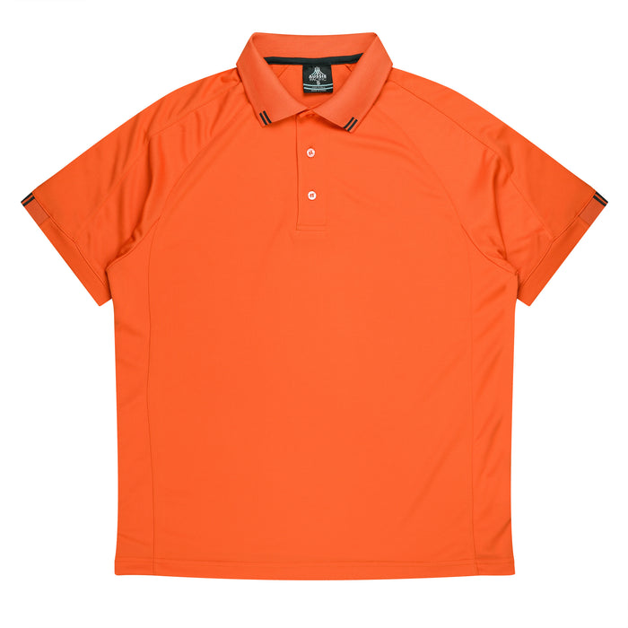 FLINDERS MENS POLOS - ORANGE/SLATE