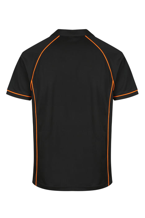 ENDEAVOUR MENS POLOS - BLACK/ORANGE