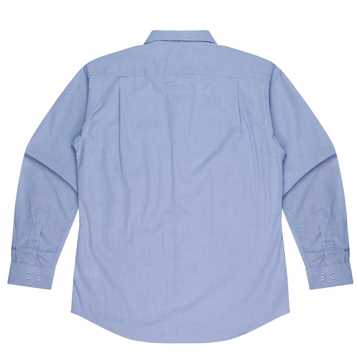 GRANGE MENS SHIRT LONG SLEEVE - MID BLUE